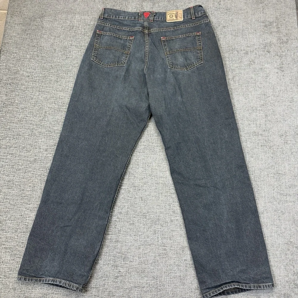 Sinister Brand Jeans Mens 36x30 Blue‎ Straight Leg Money Print Pocket Y2K VTG